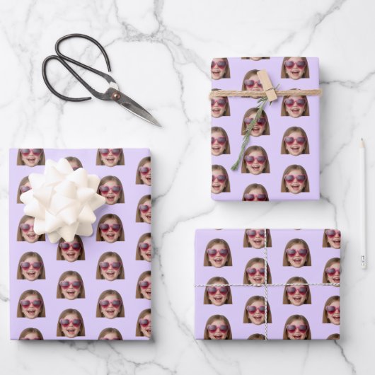Personalized Funny Lavender Custom Face Photo ラッピングペーパーシート (正面)