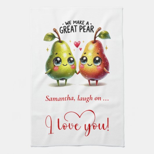 Personalized Funny Love Food Kitchen Towel キッチンタオル (縦)