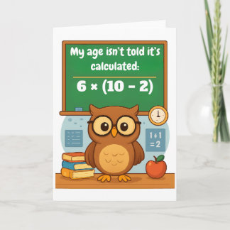 Personalized Funny Math Lover Humor Owl Birthday  カード