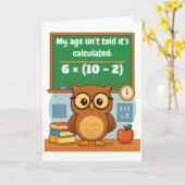 Personalized Funny Math Lover Humor Owl Birthday  カード (黄色い花)