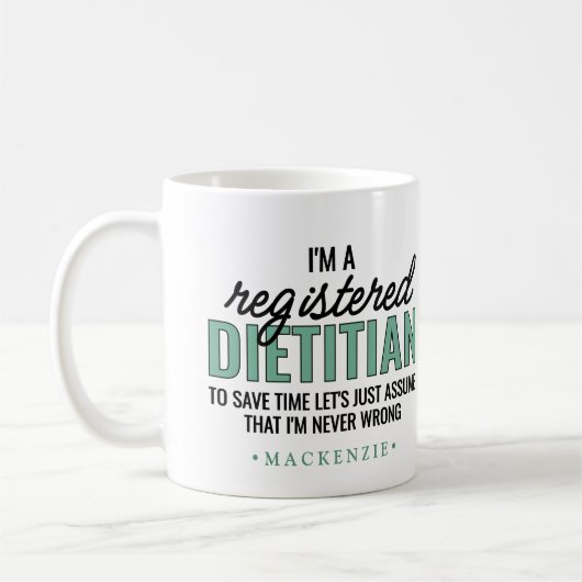 Personalized Funny RD Dietitian Gifts コーヒーマグカップ (左)