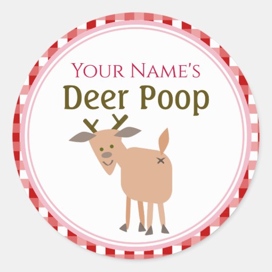 Personalized Funny Reindeer Poop Christmas Gift ラウンドシール (正面)