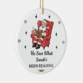Personalized Funny Santa Book Lover Christmas セラミックオーナメント (右)