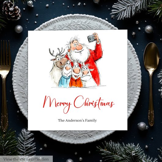 Personalized Funny Santa Christmas Dinner Napkins スタンダードランチョンナプキン