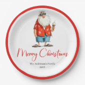 Personalized Funny Santa Christmas Dinner Plates ペーパープレート (正面)
