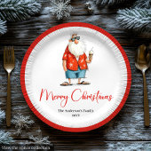 Personalized Funny Santa Christmas Dinner Plates ペーパープレート