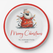 Personalized Funny Santa Claus Holiday Paper Plate ペーパープレート (正面)