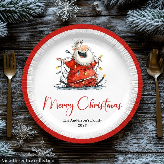 Personalized Funny Santa Claus Holiday Paper Plate ペーパープレート
