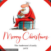 Personalized Funny Santa Claus Holiday Paper Plate ペーパープレート