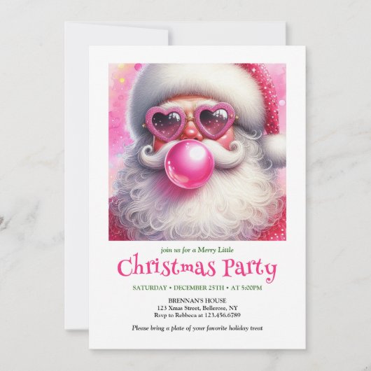 Personalized Funny Santa Heart Glasses Christmas   招待状 (正面)