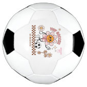 Personalized Funny Soccer Mum Retro Flower  サッカーボール (回転)