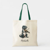 Personalized Funny T-Rex Dinosaur Playing Violin   トートバッグ (裏面)