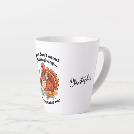 Personalized Funny Thanksgiving Turkey Quote カフェラテマグ (右アングル)
