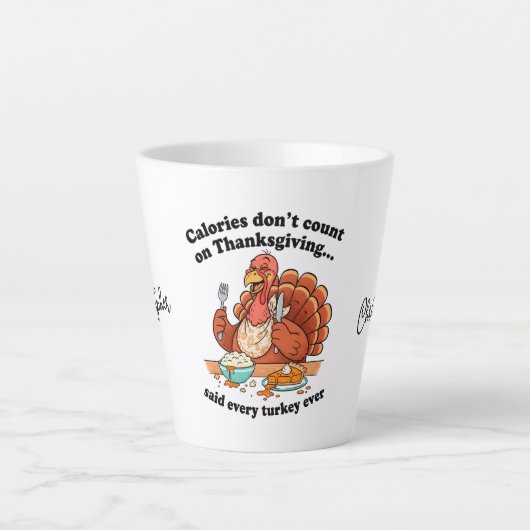 Personalized Funny Thanksgiving Turkey Quote カフェラテマグ (正面)