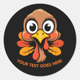 Personalized Funny Turkey Face Thanksgiving ラウンドシール