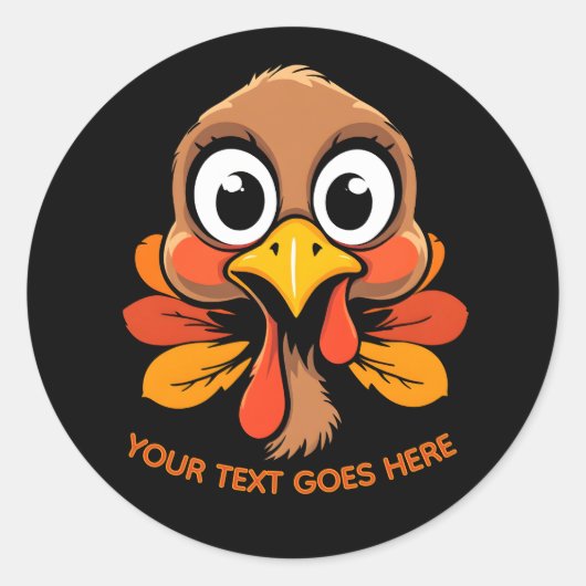 Personalized Funny Turkey Face Thanksgiving ラウンドシール (正面)