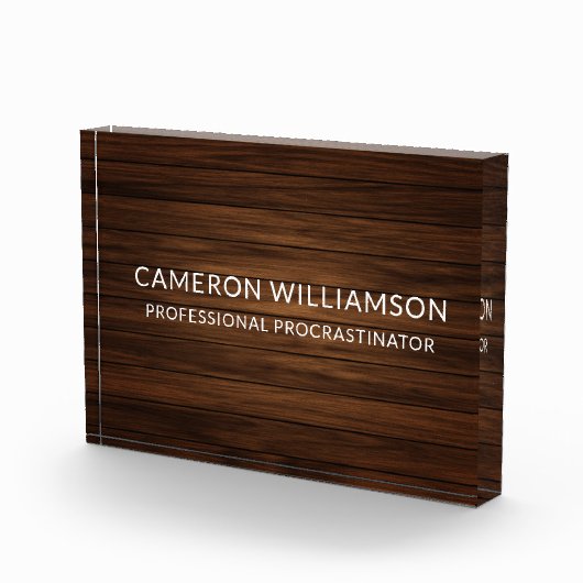 Personalized Funny Wood Paneling Procrastinator フォトブロック (右)