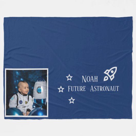 Personalized Future Astronaut Kids フリースブランケット (正面(横))