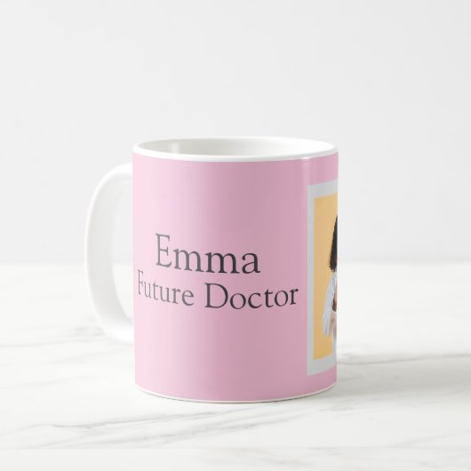 Personalized Future Doctor Kids with Name & Photo コーヒーマグカップ (正面左)
