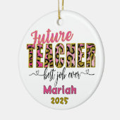 Personalized Future Teacher Cheetah Print Ornament セラミックオーナメント (左)