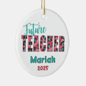 Personalized Future Teacher Leopard Print Ornament セラミックオーナメント (右)