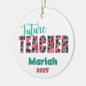 Personalized Future Teacher Leopard Print Ornament セラミックオーナメント (左)