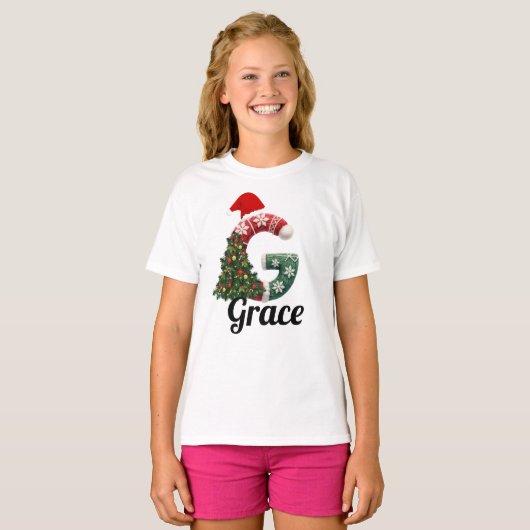 Personalized "G" Christmas Letter  Tシャツ (正面フル)
