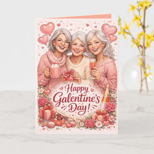 Personalized Galentine's Day Greeting Card カード (黄色い花)