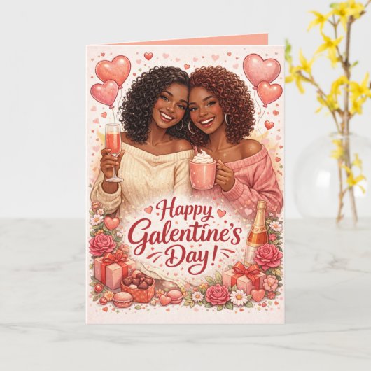 Personalized Galentine's Day Greeting Card カード (黄色い花)