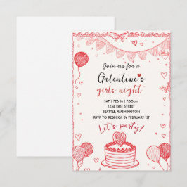 Personalized Galentines Girls Night Invitation 出欠カード