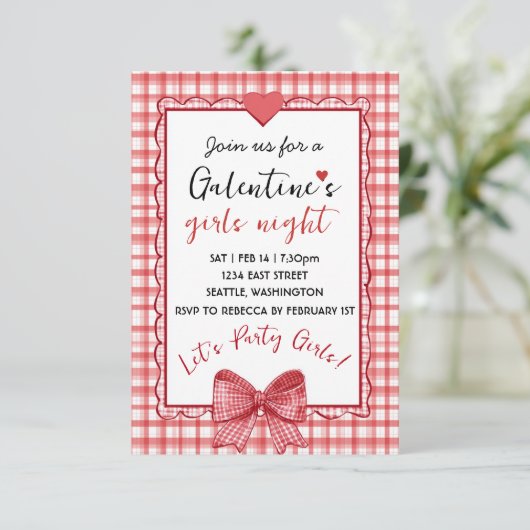 Personalized Galentines Girls Night Invitation 出欠カード (スタンド正面)