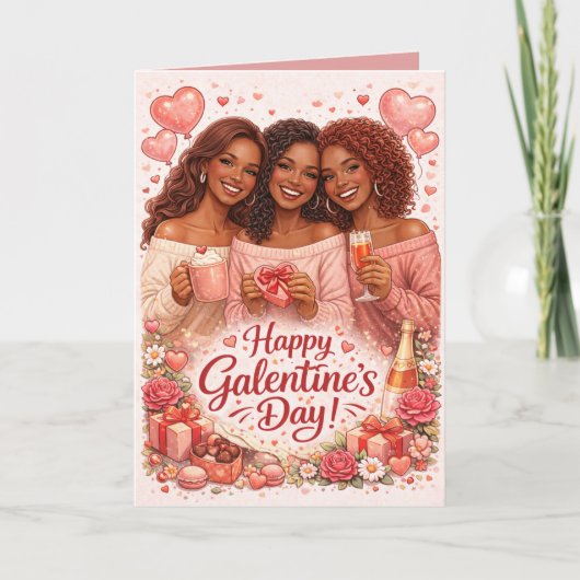 Personalized Galentine's Greeting Card カード (正面)