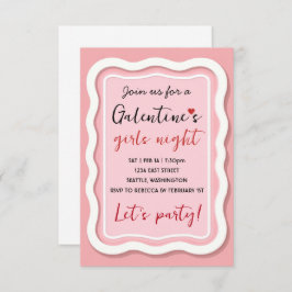 Personalized Galentines Pink Party Invitation 出欠カード