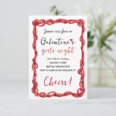 Personalized Galentines Red Party Invitation 出欠カード (スタンド正面)