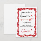 Personalized Galentines Red Party Invitation 出欠カード (正面/裏面)
