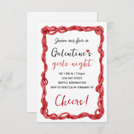 Personalized Galentines Red Party Invitation 出欠カード