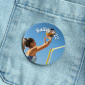 Personalized Game Day Volleyball Name Number Photo 缶バッジ