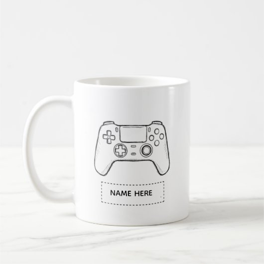 Personalized Gamer Controller Minimalist Sketch  コーヒーマグカップ (左)