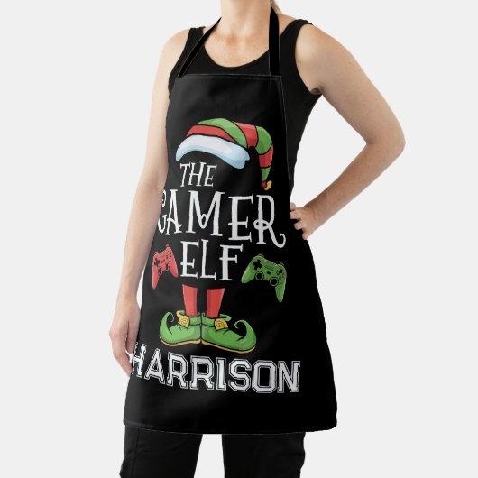 Personalized Gamer Elf Christmas Video Gaming  エプロン (インサイチュ)