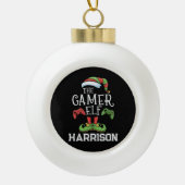 Personalized Gamer Elf Christmas Video Gaming  セラミックボールオーナメント (正面)