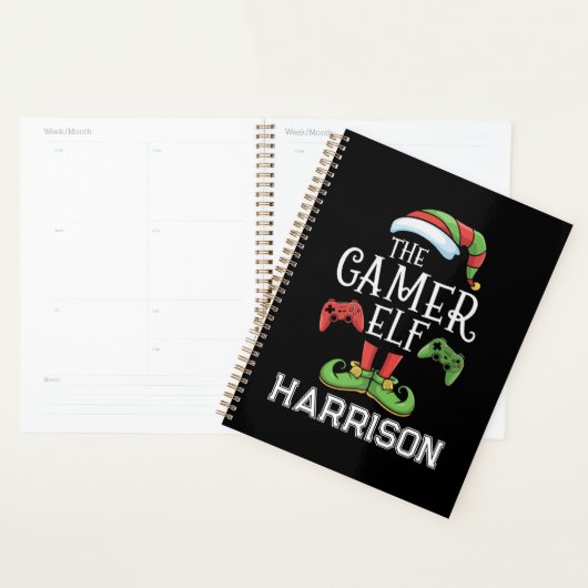 Personalized Gamer Elf Christmas Video Gaming  プランナー手帳 (ディスプレー)