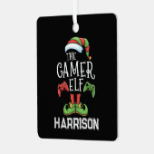 Personalized Gamer Elf Christmas Video Gaming  メタルオーナメント (正面左)