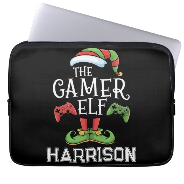 Personalized Gamer Elf Christmas Video Gaming  ラップトップスリーブ (正面)