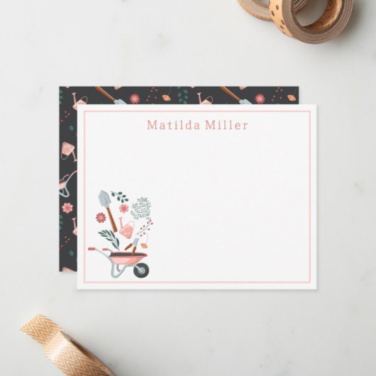 Personalized Garden Tools Note Card  ノートカード (正面/裏面インサイチュ)