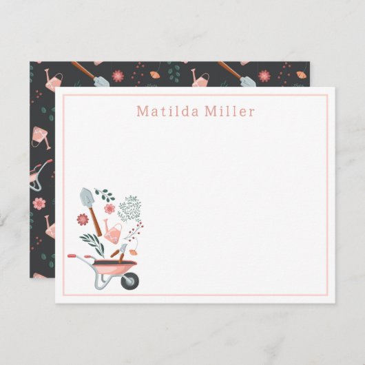 Personalized Garden Tools Note Card  ノートカード (正面/裏面)