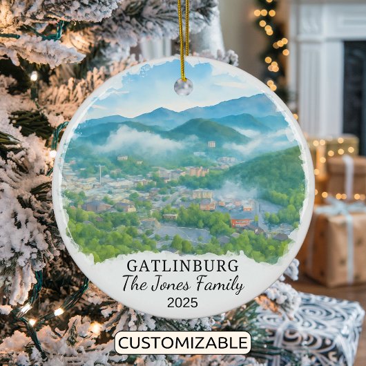 Personalized Gatlinburg Ornament, Tennessee セラミックオーナメント