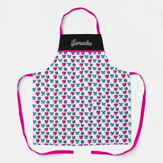 Personalized Gemstone Heart Butterfly Pattern Apro エプロン (正面)