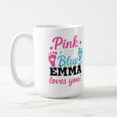 Personalized Gender Reveal Pink or Blue Baby Showe コーヒーマグカップ (左)