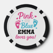 Personalized Gender Reveal Pink or Blue Baby Showe ポーカーチップ (裏面)