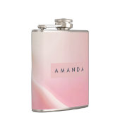Personalized Gentle Pink Silk Wave Design フラスク (右)